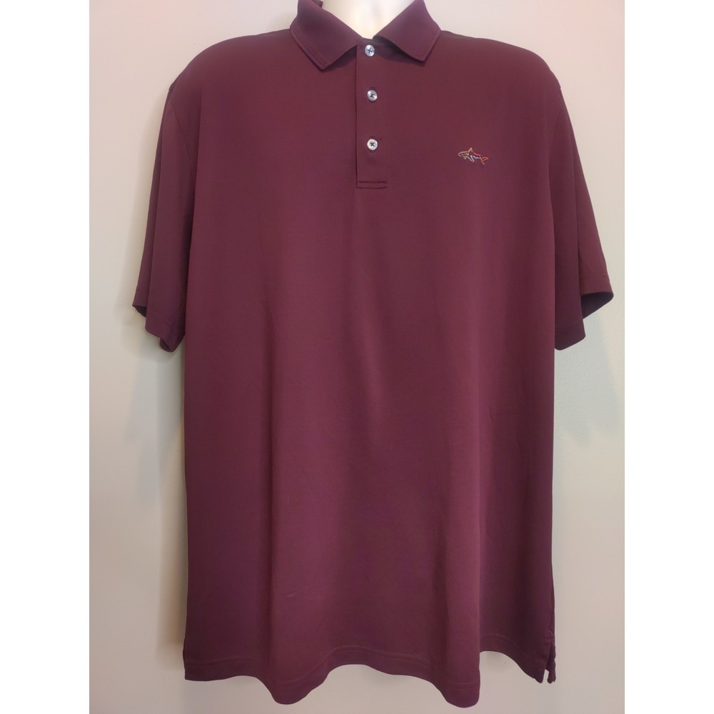 Greg Norman Tasso Elba Play Dry Men Burgundy Collared Polo Shirt Size Xl